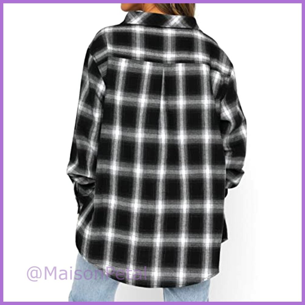 Polyester Flannel Button Down Shirt Long Sleeve L… - image 3
